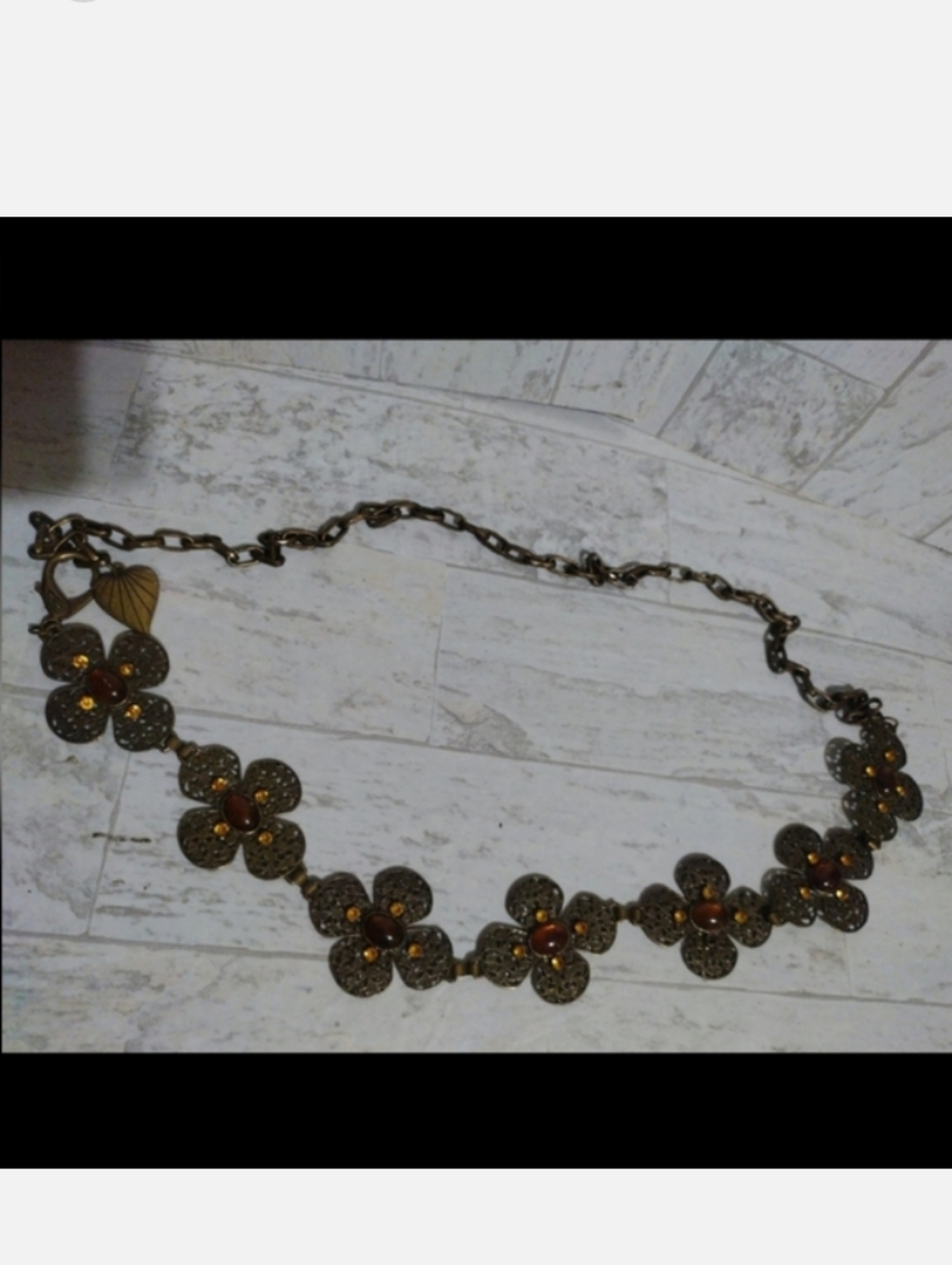 90s Y2K WhimsyfairyGeometric Metal Flowers Shapes Amber Beaded Chain Belt Retro